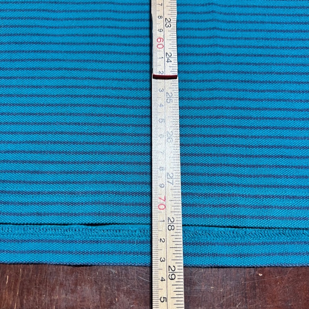 Brooks Brothers Performance Polo Mens XXL Slim Fit Teal Navy Stripe Cotton Shirt - Picture 9 of 10